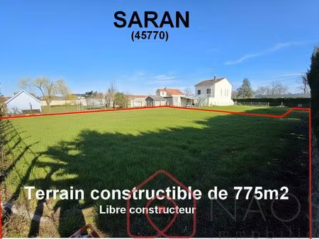 vente terrain 775 m² saran (45770)