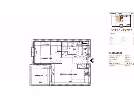 appartement 2 pièces 37 m²
