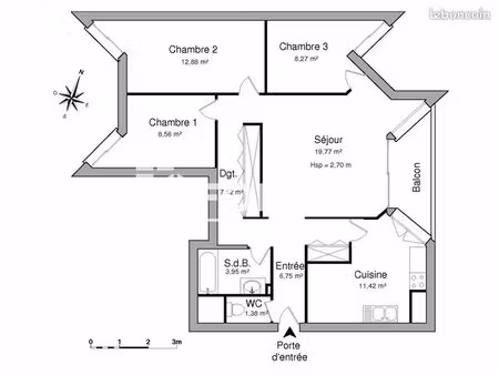 appartement 4 pièces 80 m²