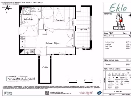 appartement 2 pièces 44 m²
