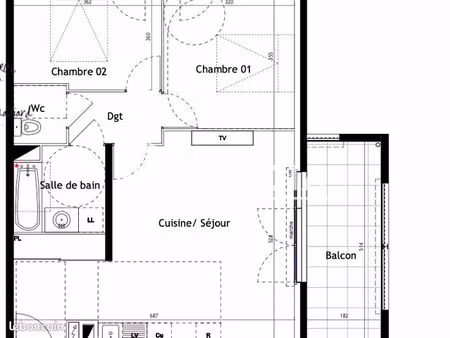 appartement 3 pièces 59 m²