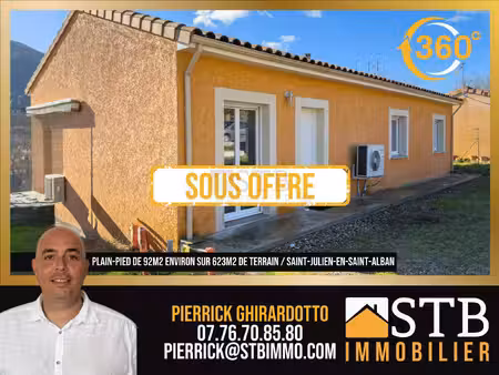 achat maison 4 pièces 92m² st julien en st alban 07000