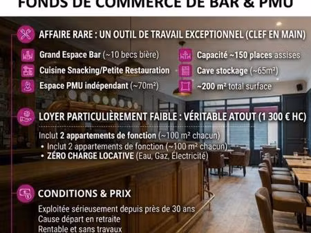 bar  fdj  pmu avec très gros potentiel + 2 appartements