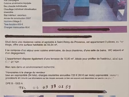 appartement sécurisé terrasse et garage