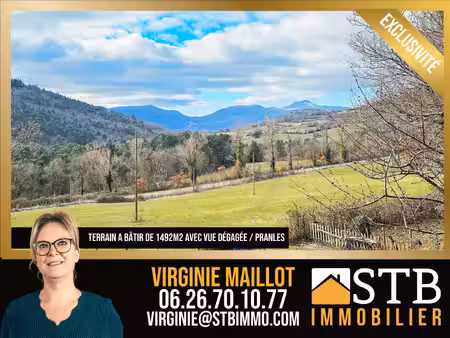terrain constructible plein sud avec vue à pranles