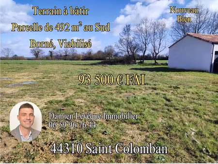 vente terrain 492 m² à saint-colomban (44310)  93 500 €