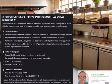 vente locaux professionnels 120 m² à les sables-d'olonne (85100)  230 000 €