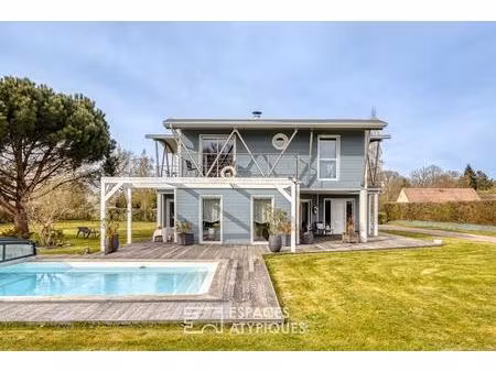 maison contemporaine en ossature bois avec piscine
