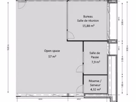 location bureaux 86 m²