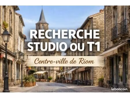 recherche studio ou t1 - centre-ville de riom