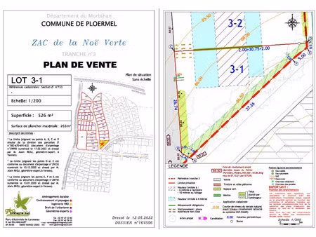 vente terrain à ploërmel (56800) : à vendre / 526m² ploërmel