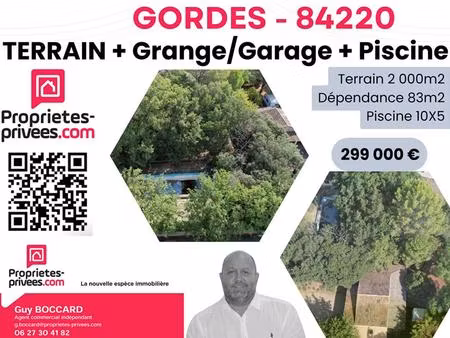 vente terrain 2000 m² gordes (84220)