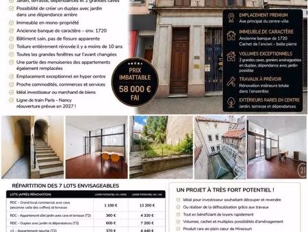 en vente immeuble de rapport – 44 000 € |mirecourt