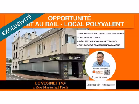 vente locaux professionnels 7 pièces 195 m² à le vésinet (78110)  49 000 €