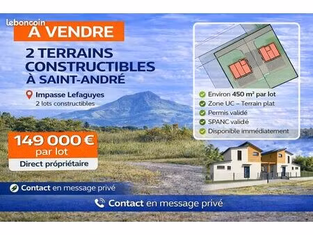 terrain de 450 m2 - permis construire validé