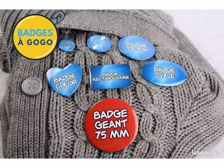 business clé en main : badges personnalisés + 74 000 de stock + machines + site seo