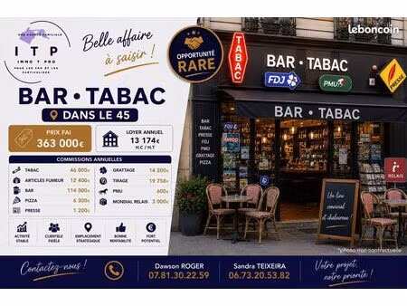 bar  fdj  pmu  tabac 180 m² montargis