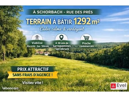 terrain 1 292 m² schorbach