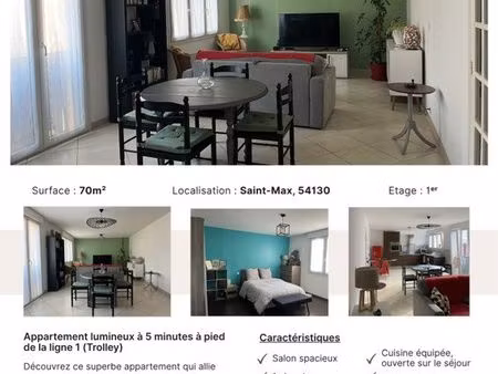 appartement t2 70m2 avec garage individuel 27m2 - saint max (54130)