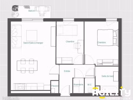 appartement 3 pièces 61 m²