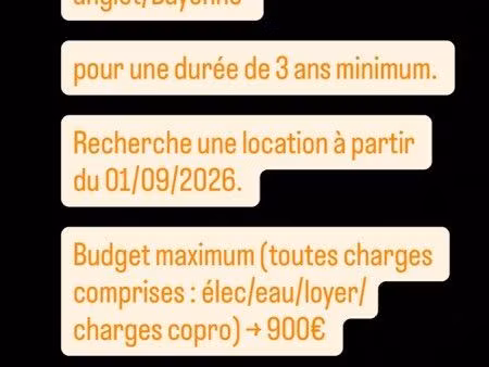 recherche location anglet/bayonne septembre 2026