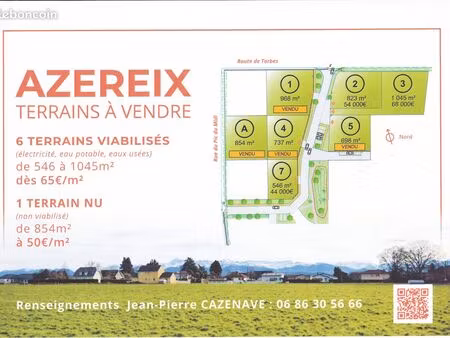 terrains constructibles viabilisés azereix