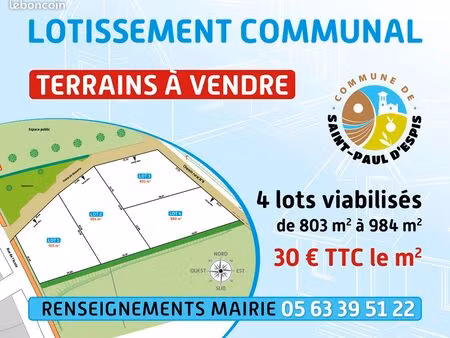 vente de 4 lots constructibles viabilisés