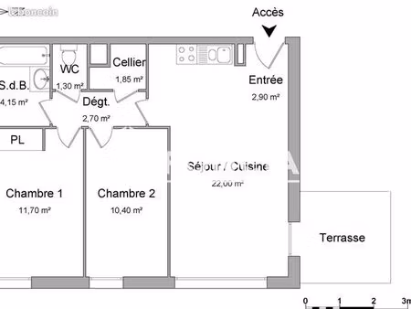 appartement 3 pièces 57 m²