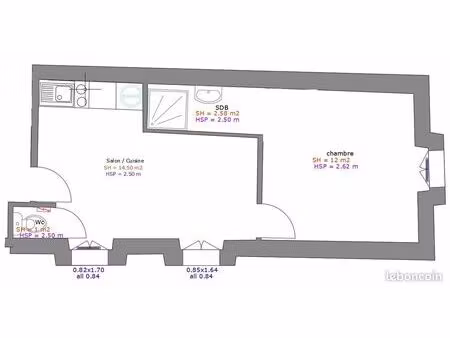 appartement centre ville t2 30 m²  1er étages