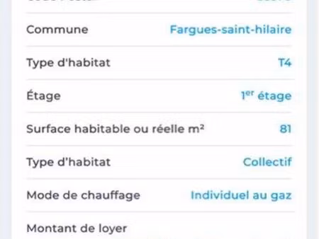 logement social 3 chambre fargues saint hilaire