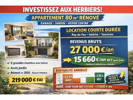 vente appartement 3 pièces aux herbiers (85500) : à vendre 3 pièces / 78m² les herbiers