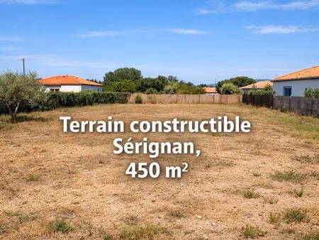 terrain constructible à sérignan – 450 m² avec puits