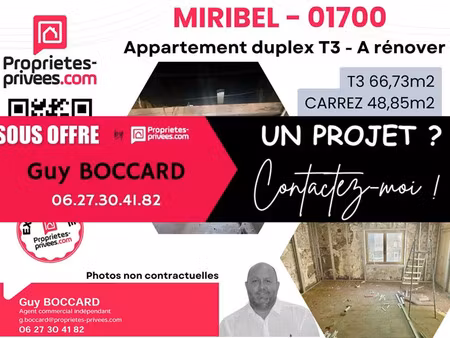 vente appartement 3 pièces 66 m² miribel (01700)