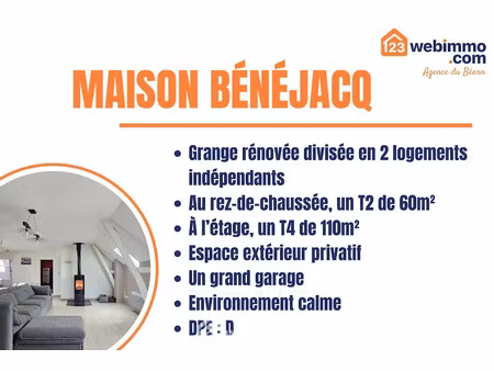 vente maison 7 pièces 178 m² à bénéjacq (64800)  269 000 €