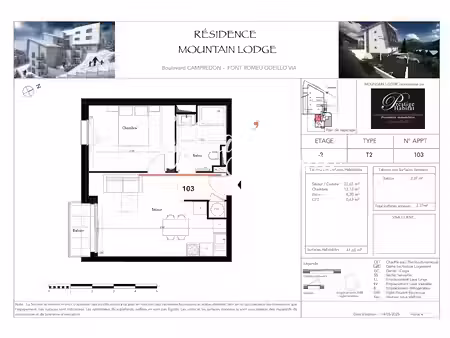 vente appartement 2 pièces 41.6 m² à font-romeu-odeillo-via (66120)  192 000 €