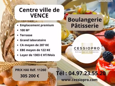 boulangerie  pâtisserie 100 m² vence