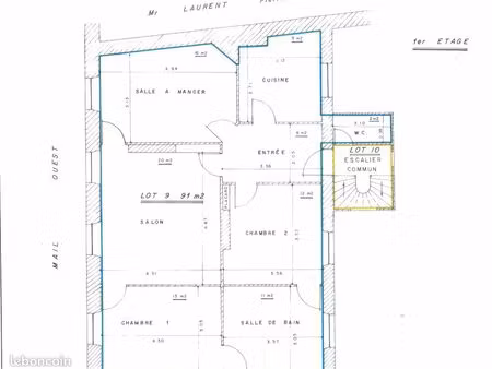 appartement 4p - hyper centre - 1er étage - 91 m2 environ + greniers amnénageables de 92 m