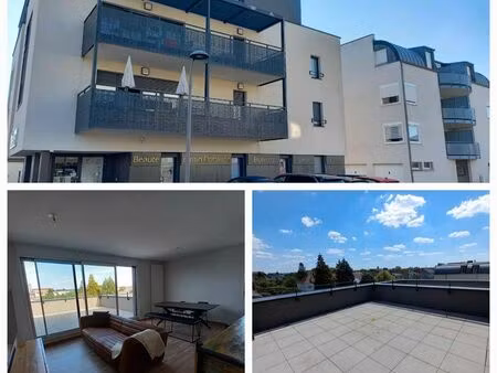 super t3 63m2 meublé + terrasse 25m2 + 2 parking