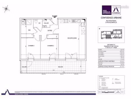 appartement 3 pièces 62 m²