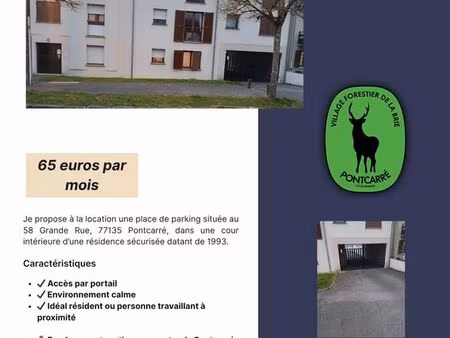 place de parking sécurisée à louer – pontcarré centre