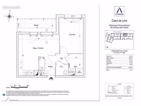 appartement 2 pièces 40 m²