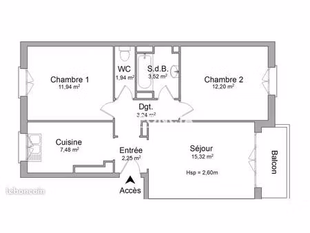 appartement 3 pièces 57.83m² à louer 1256.69 - bourg la reine 92340