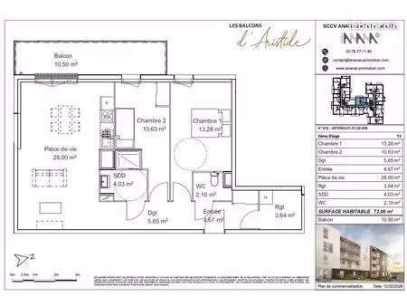 appartement 3 pièces 72 m²