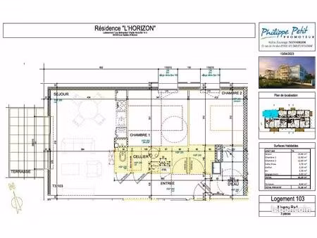 appartement 3 pièces 63 m²