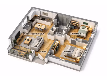 à vendre appartement t3 lumineux avec double parking