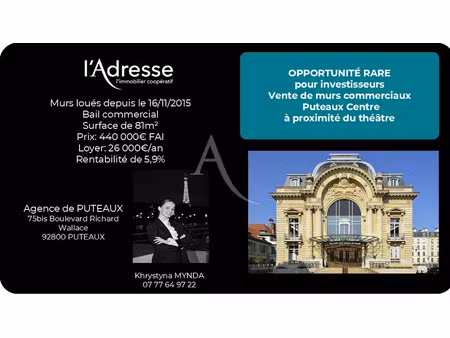 vente locaux professionnels 81 m² à puteaux (92800)  440 000 €