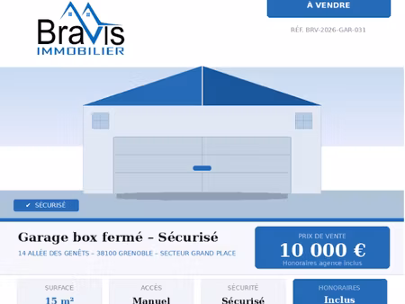 vente parking 15 m² à grenoble (38000)  10 000 €