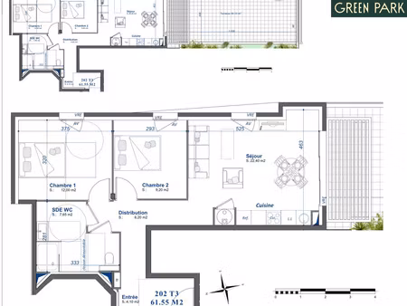 vente appartement 3 pièces 61m2 toulon 83100 - 375000 € - surface privée