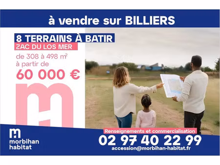 vente terrain à billiers (56190) : à vendre / 405m² billiers
