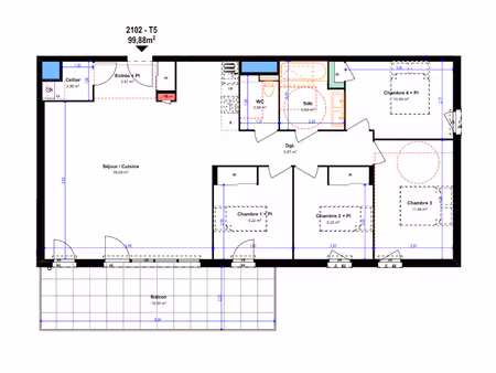 vente appartement 5 pièces 99 m² à bourg-en-bresse (01000)  364 900 €